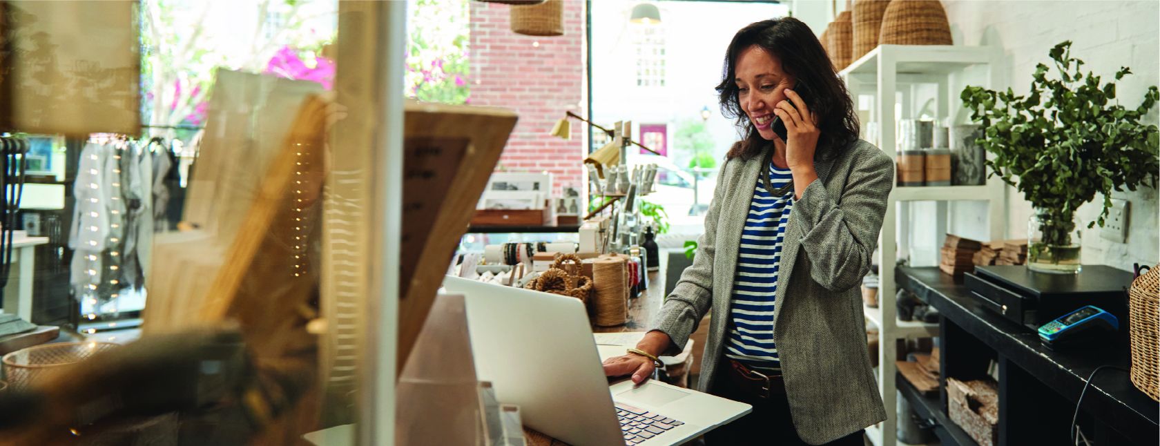 Business owner on phone