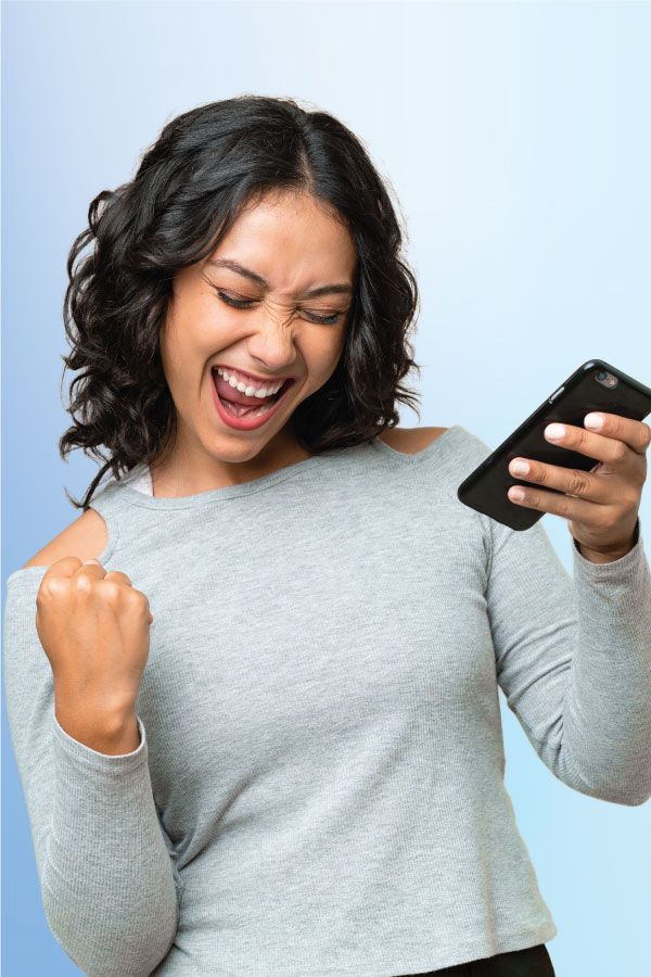 Excited Woman with Cellphone