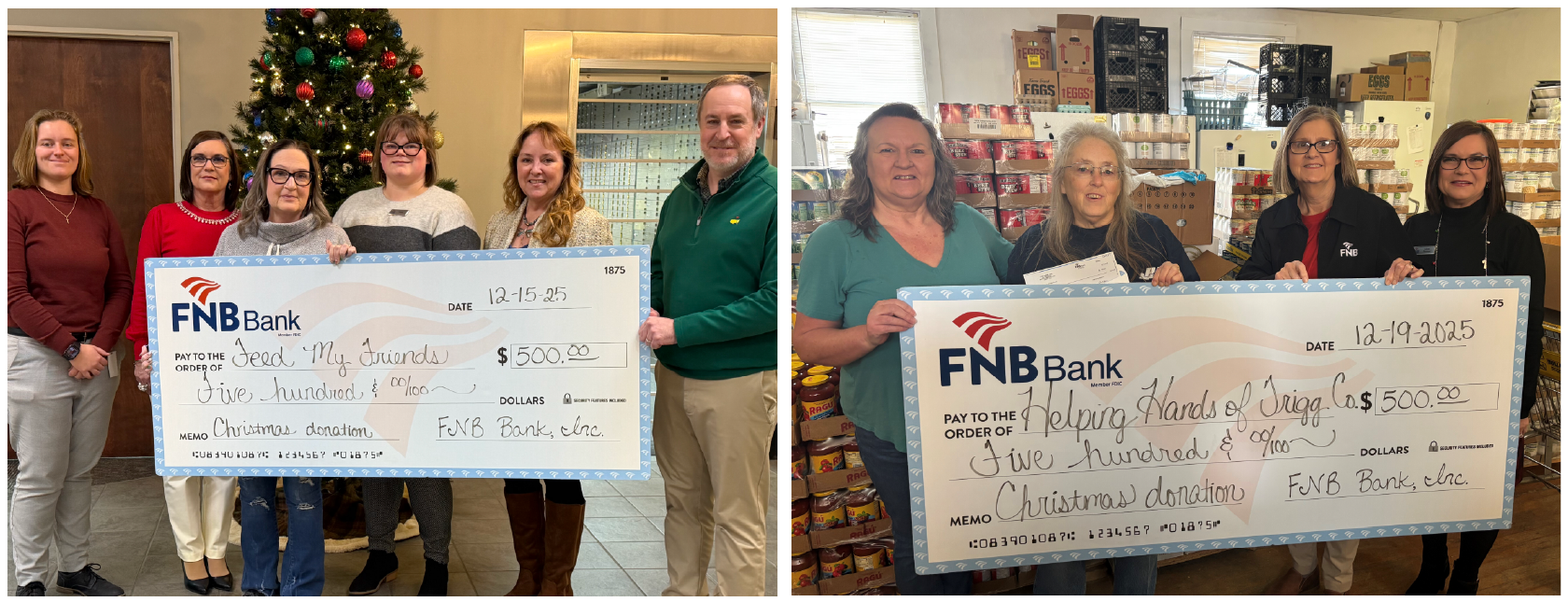 FNB MAKES $1,000 CHRISTMAS DONATION TO TWO CHARITIES IN CADIZ-TRIGG COUNTY