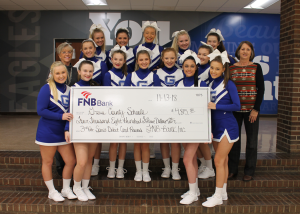Graves County Cheerleaders with third quarter spirit debit card check