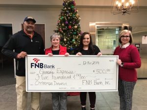 FNB makes $500 christmas donation to genesis express 