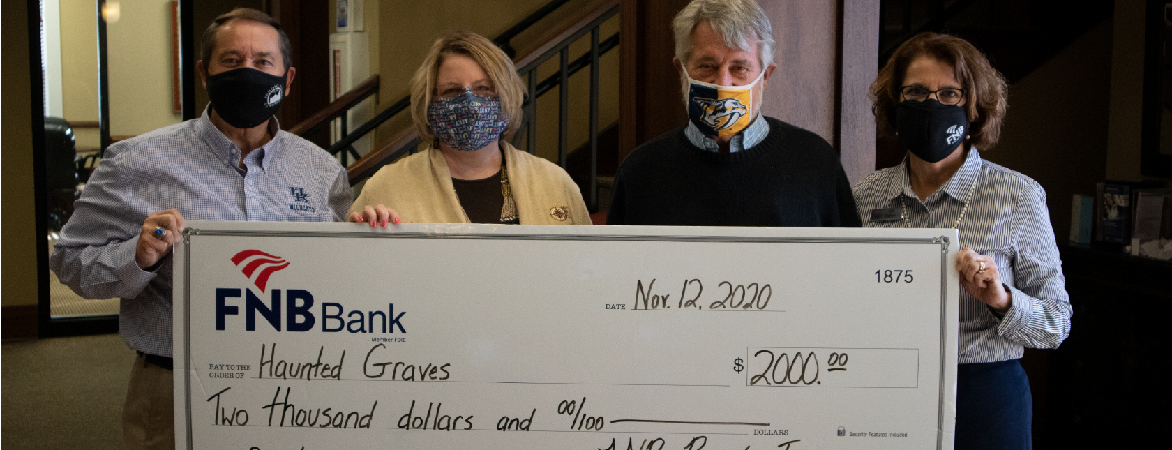 FNB Makes $2000 Donation to Mayfield Graves County Tourism Commissions' Haunted Graves Campaign