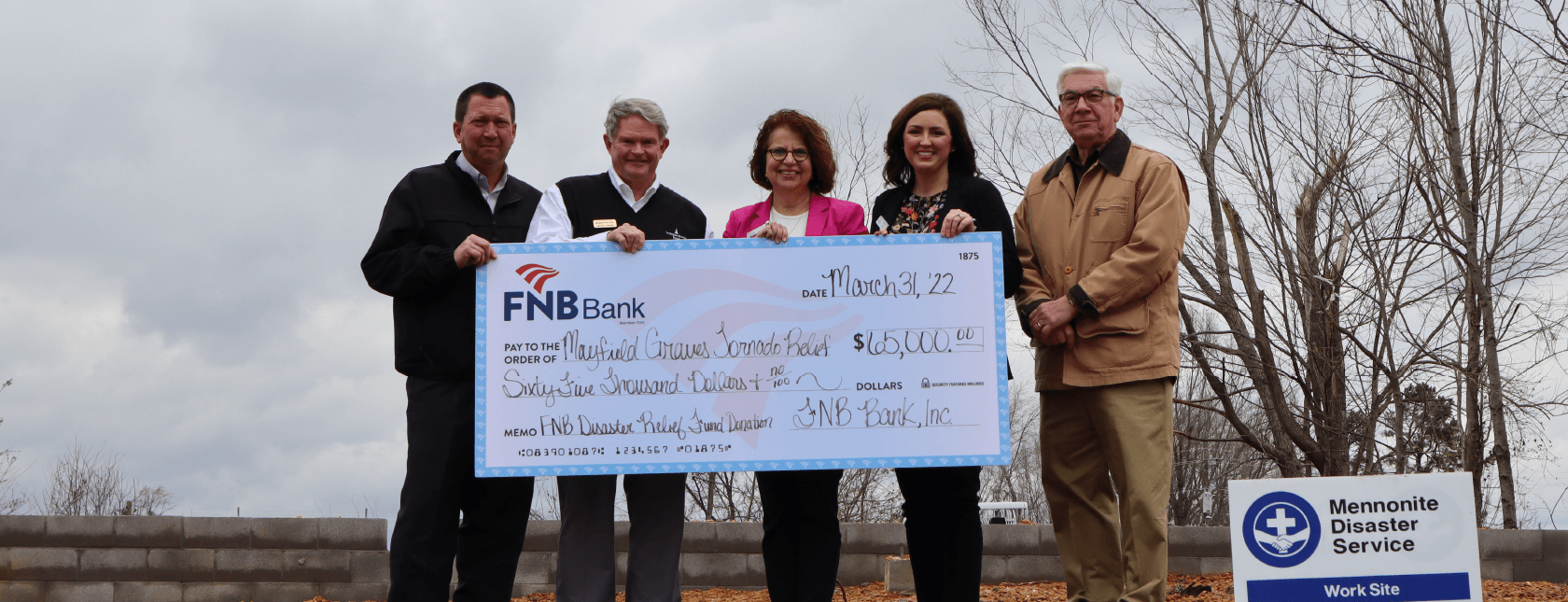 FNB Presents Check for $65,000 to Mayfield Graves County Tornado Relief Fund