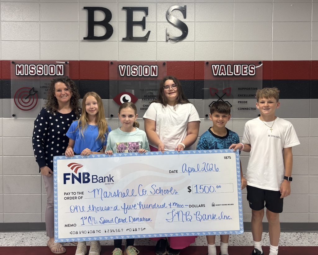FNB Donates to Marshall Co Schools through Spirit Debit Card Program